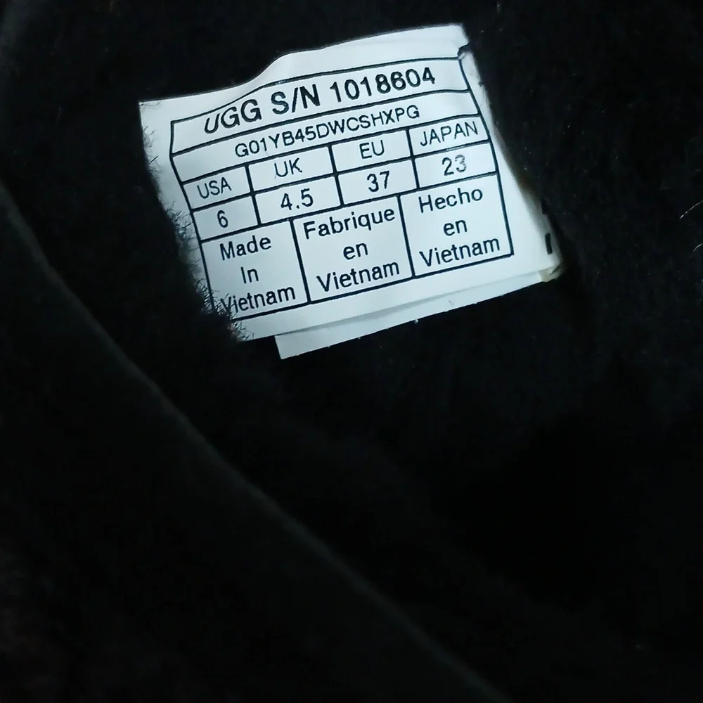 Ugg Reykir Waterproof Furry Black Boots Size 6